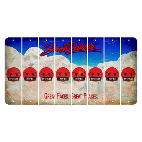 South Dakota Great Faces Great Places Cut License Plate Strips (Set of 8) Emoji - Pissed