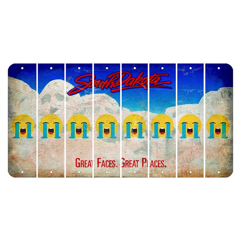 South Dakota Great Faces Great Places Cut License Plate Strips (Set of 8) Emoji - Crying