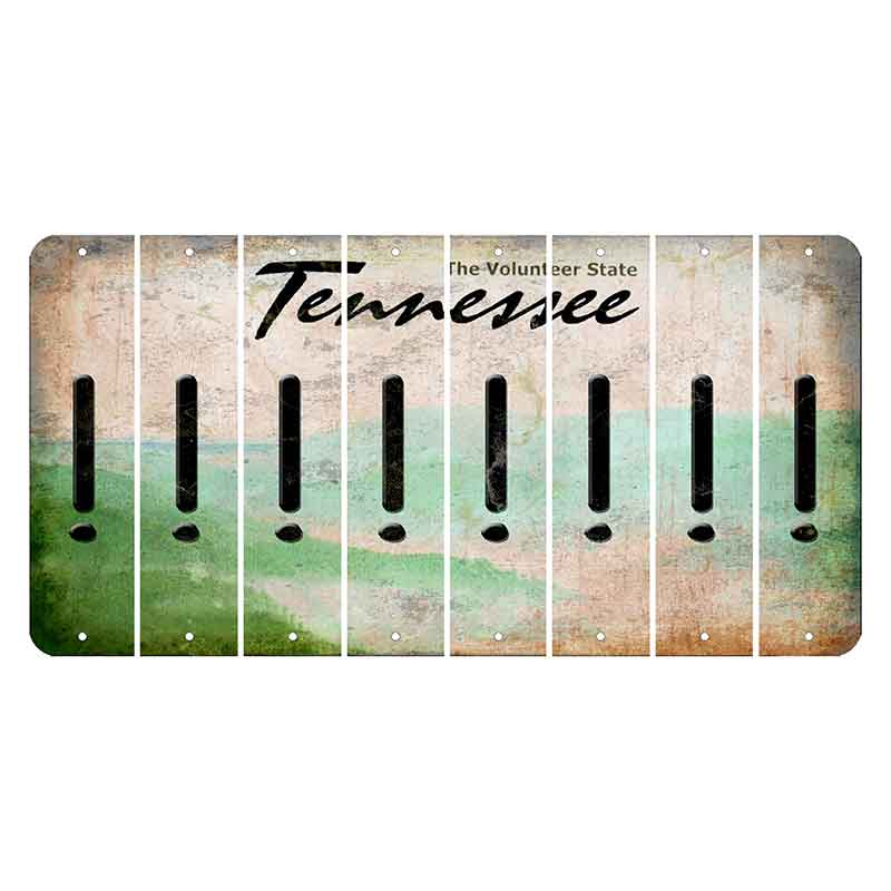 Tennessee Green Rolling Hills Cut License Plate Strips (Set of 8) Exclamation Point