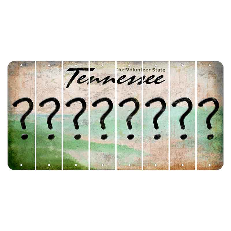 Tennessee Green Rolling Hills Cut License Plate Strips (Set of 8) Question Mark