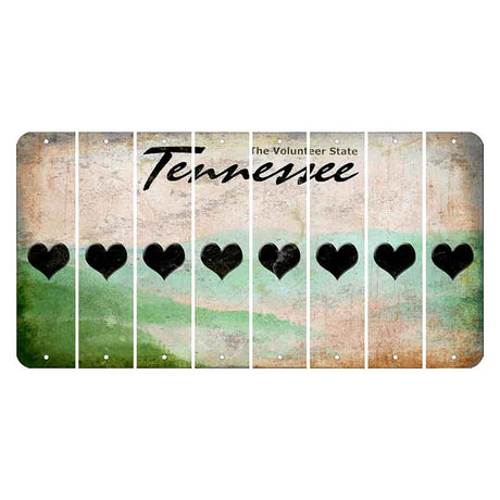 Tennessee Green Rolling Hills Cut License Plate Strips (Set of 8) Heart