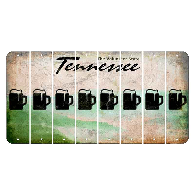 Tennessee Green Rolling Hills Cut License Plate Strips (Set of 8) Beer Mug