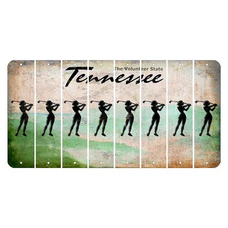 Tennessee Green Rolling Hills Cut License Plate Strips (Set of 8) Female Golfer