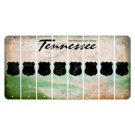 Tennessee Green Rolling Hills Cut License Plate Strips (Set of 8) Police Badge