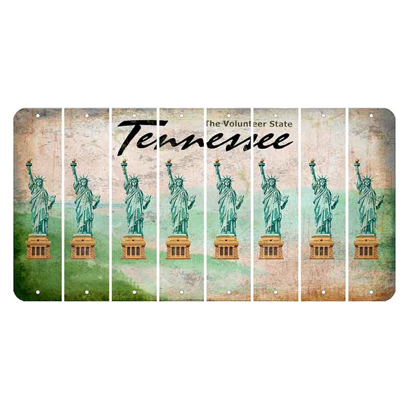 Tennessee Green Rolling Hills Cut License Plate Strips (Set of 8) Statue of Liberty