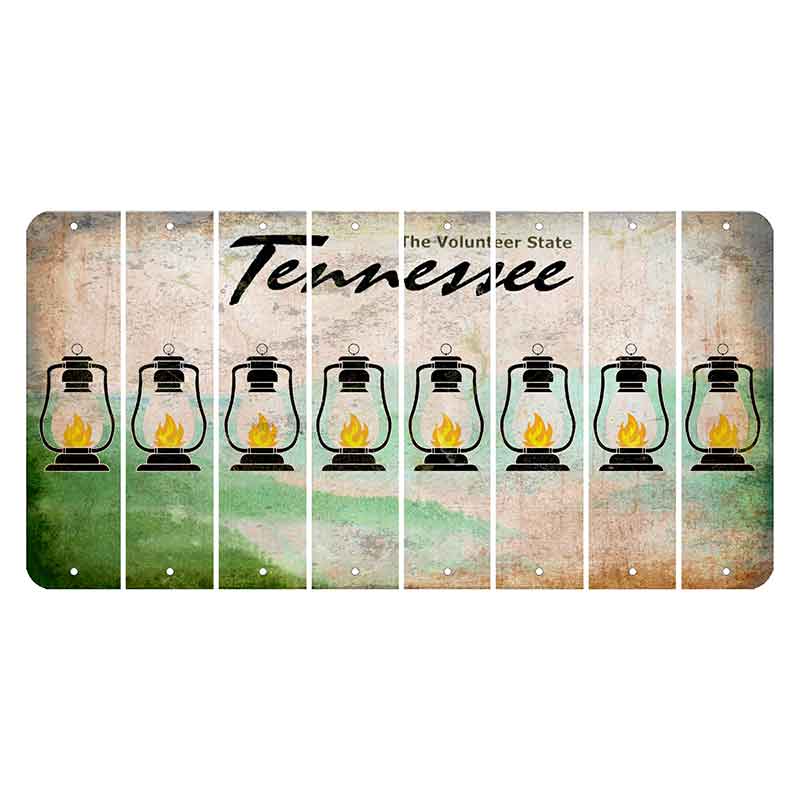 Tennessee Green Rolling Hills Cut License Plate Strips (Set of 8) Lantern