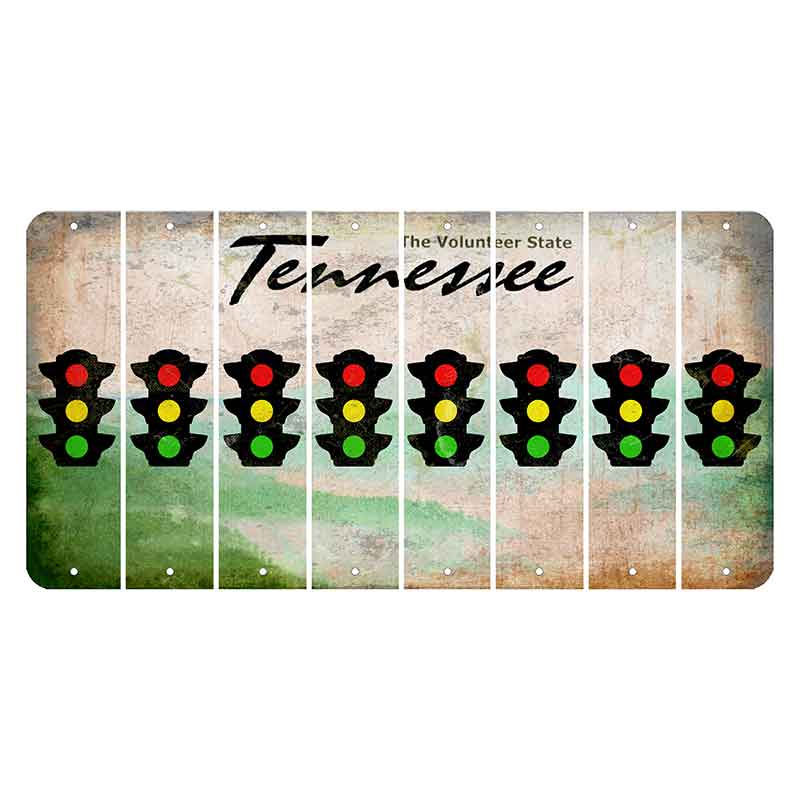 Tennessee Green Rolling Hills Cut License Plate Strips (Set of 8) Traffic Light