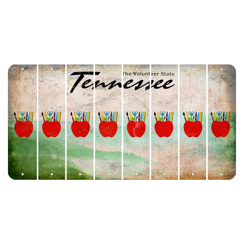 Tennessee Green Rolling Hills Cut License Plate Strips (Set of 8) Teacher Apple