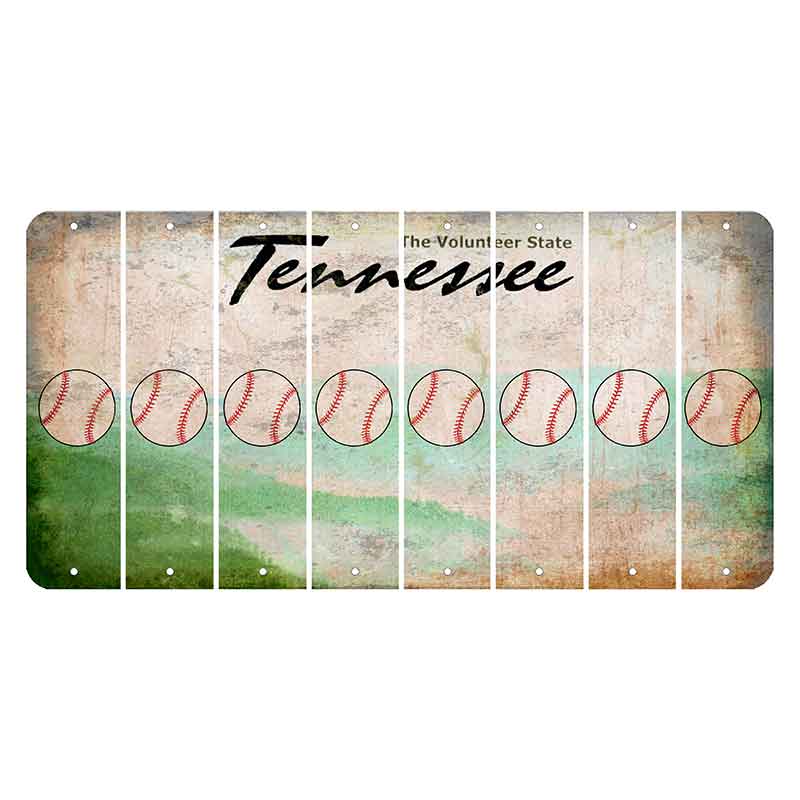 Tennessee Green Rolling Hills Cut License Plate Strips (Set of 8) Baseball