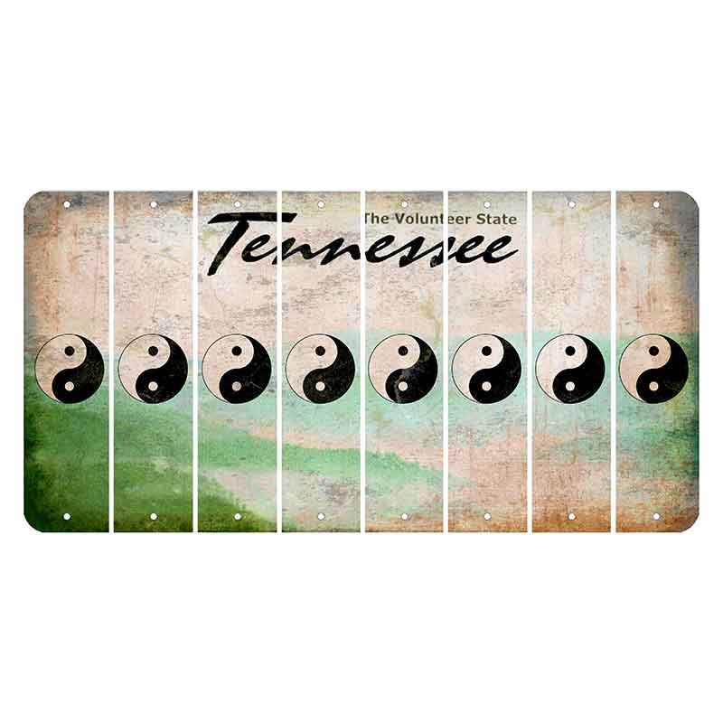 Tennessee Green Rolling Hills Cut License Plate Strips (Set of 8) Yin Yang