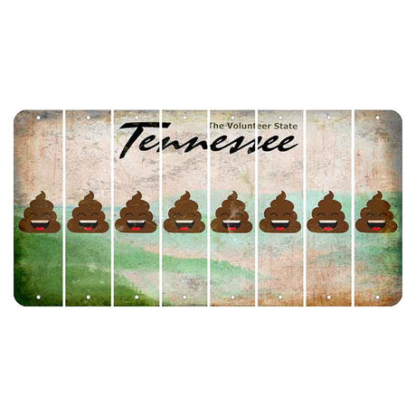 Tennessee Green Rolling Hills Cut License Plate Strips (Set of 8) Emoji - Poop