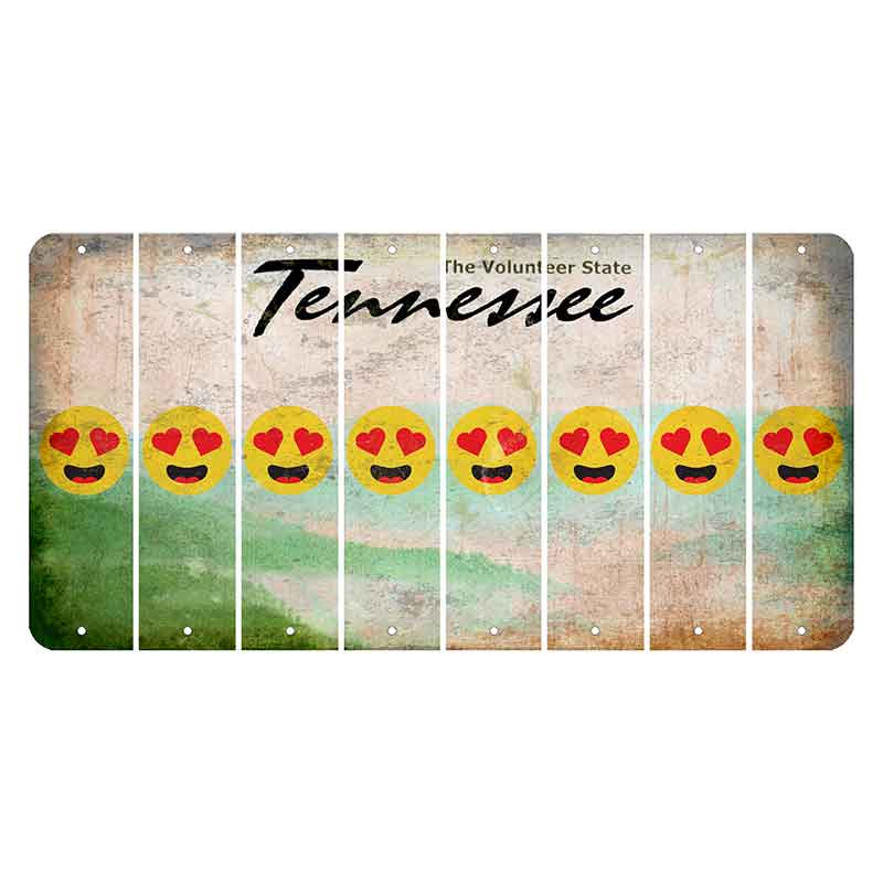 Tennessee Green Rolling Hills Cut License Plate Strips (Set of 8) Emoji - Heart Eyes