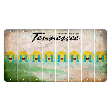 Tennessee Green Rolling Hills Cut License Plate Strips (Set of 8) Emoji - Crying