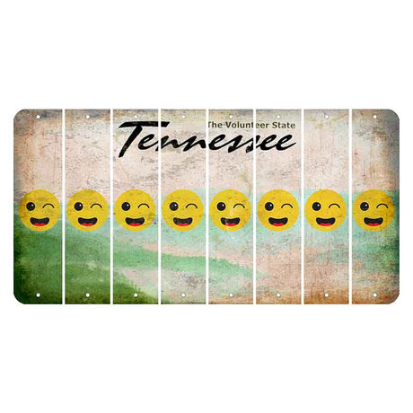 Tennessee Green Rolling Hills Cut License Plate Strips (Set of 8) Emoji - Winking