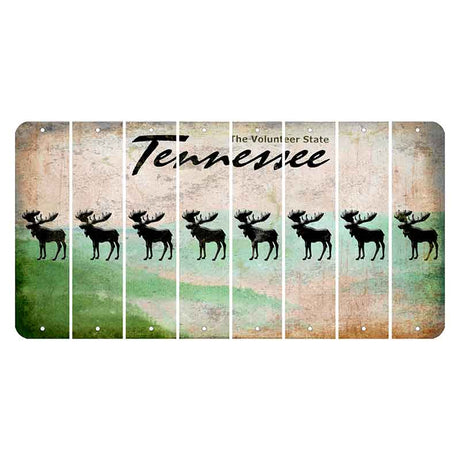 Tennessee Green Rolling Hills Cut License Plate Strips (Set of 8) Moose