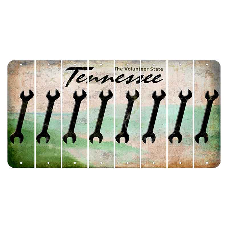 Tennessee Green Rolling Hills Cut License Plate Strips (Set of 8) Wrench