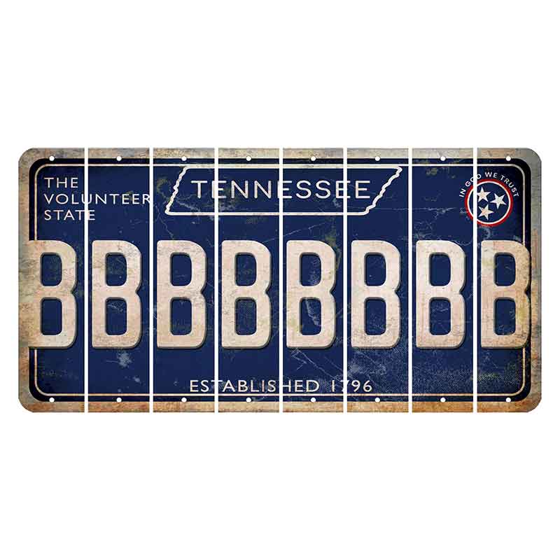 Tennessee Blue Cut License Plate Strips (Set of 8) B