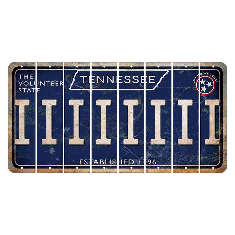 Tennessee Blue Cut License Plate Strips (Set of 8) I