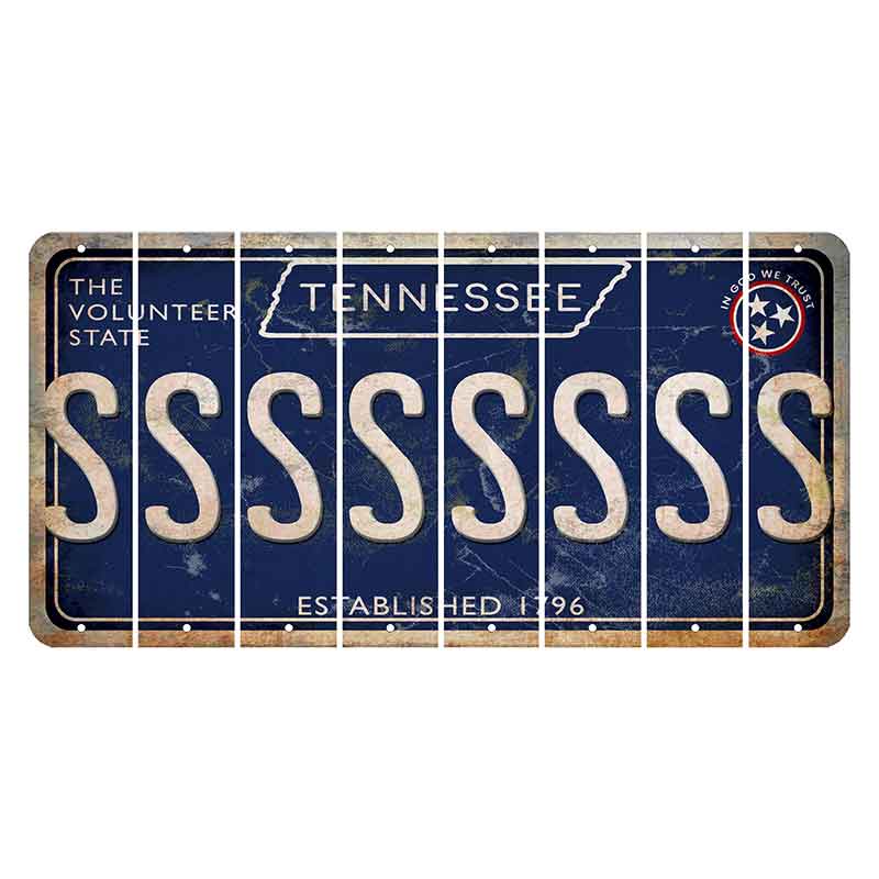 Tennessee Blue Cut License Plate Strips (Set of 8) S