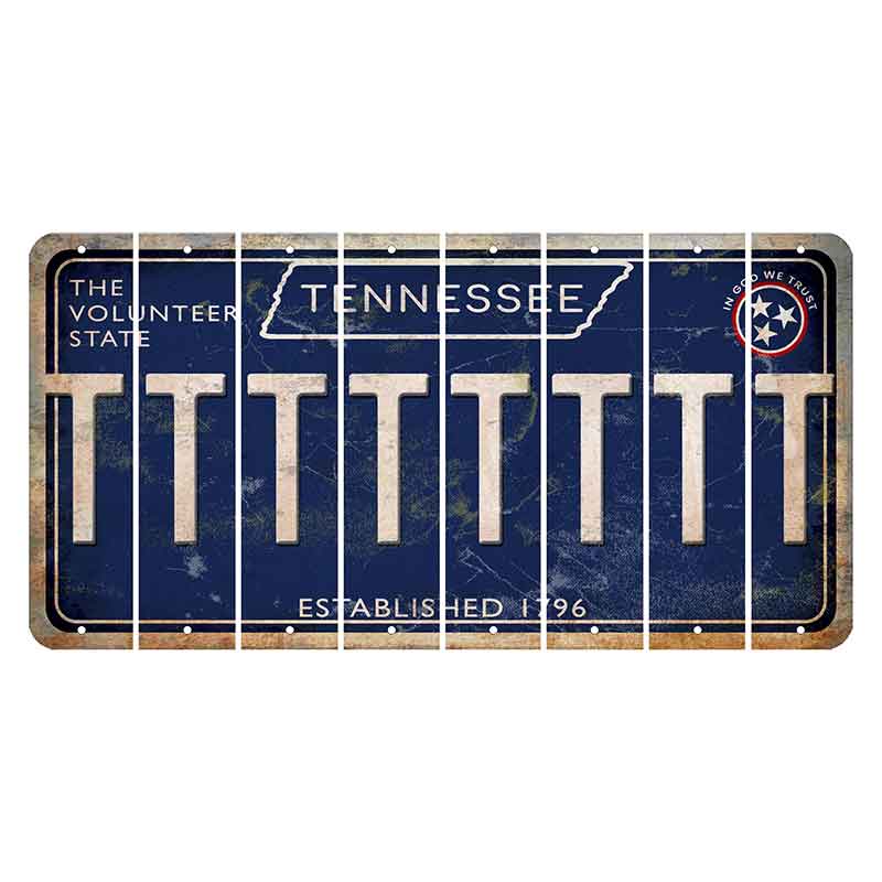 Tennessee Blue Cut License Plate Strips (Set of 8) T