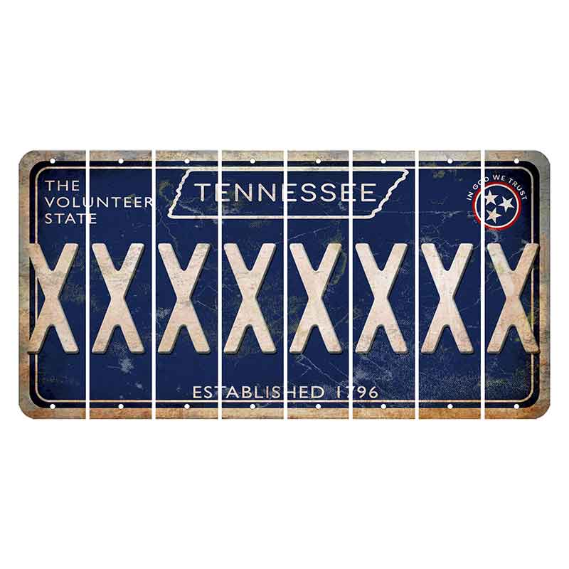 Tennessee Blue Cut License Plate Strips (Set of 8) X