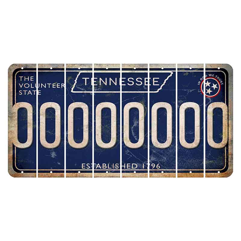 Tennessee Blue Cut License Plate Strips (Set of 8)