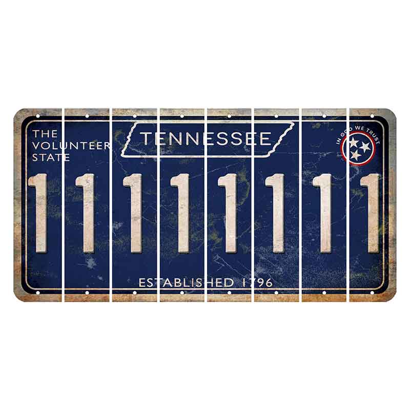 Tennessee Blue Cut License Plate Strips (Set of 8) 1