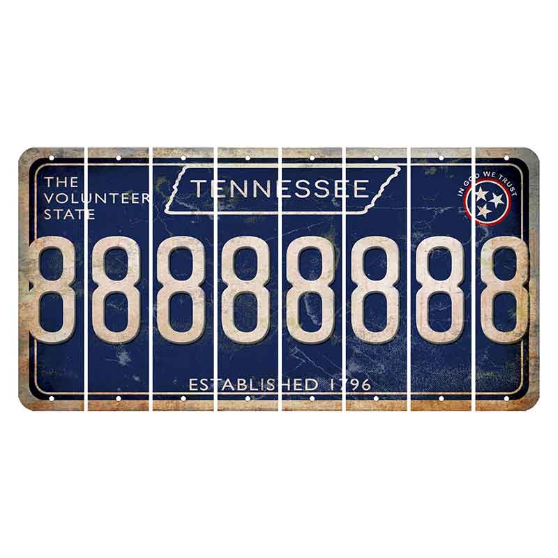 Tennessee Blue Cut License Plate Strips (Set of 8) 8