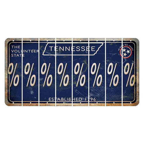 Tennessee Blue Cut License Plate Strips (Set of 8) Percent Sign