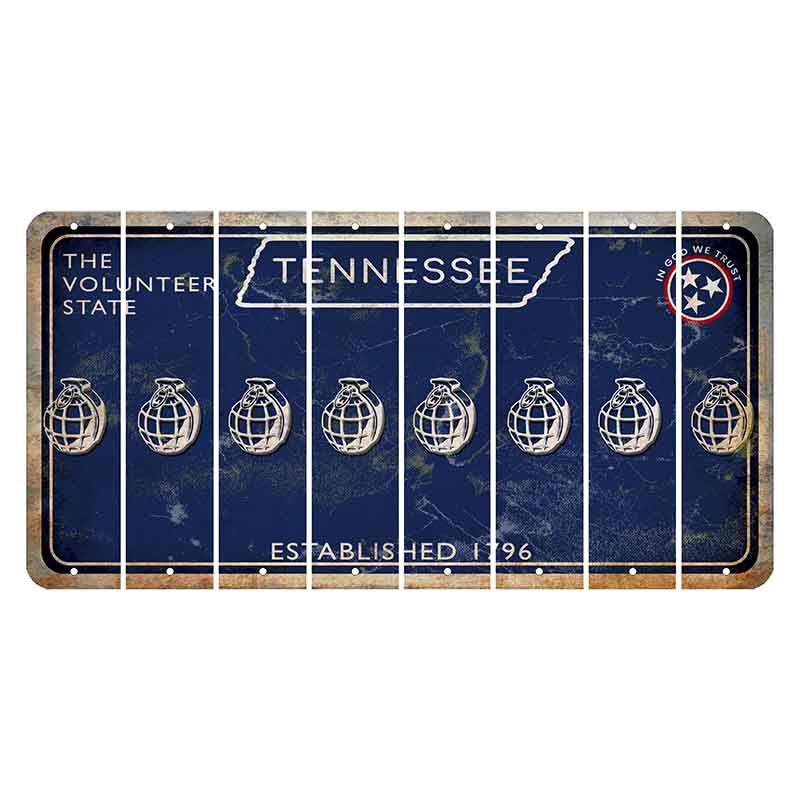 Tennessee Blue Cut License Plate Strips (Set of 8) Grenade