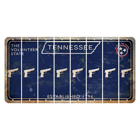 Tennessee Blue Cut License Plate Strips (Set of 8) Handgun