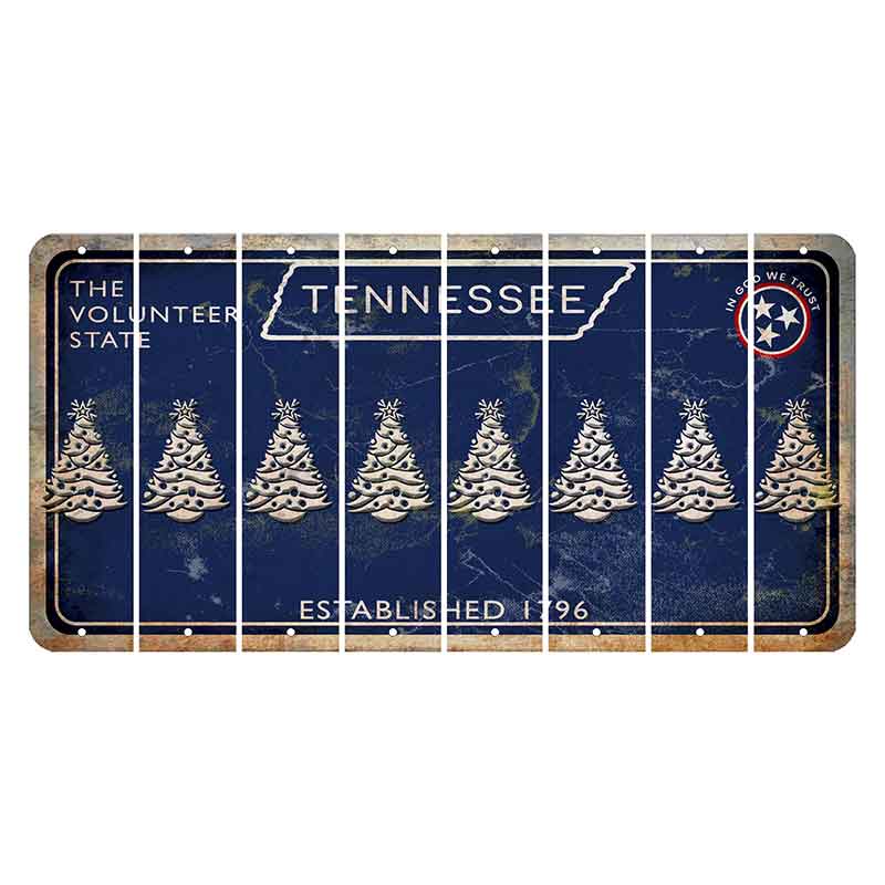 Tennessee Blue Cut License Plate Strips (Set of 8) Christmas Tree