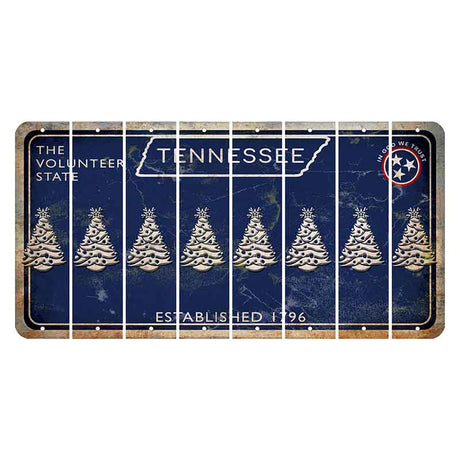 Tennessee Blue Cut License Plate Strips (Set of 8) Christmas Tree