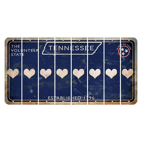 Tennessee Blue Cut License Plate Strips (Set of 8) Heart