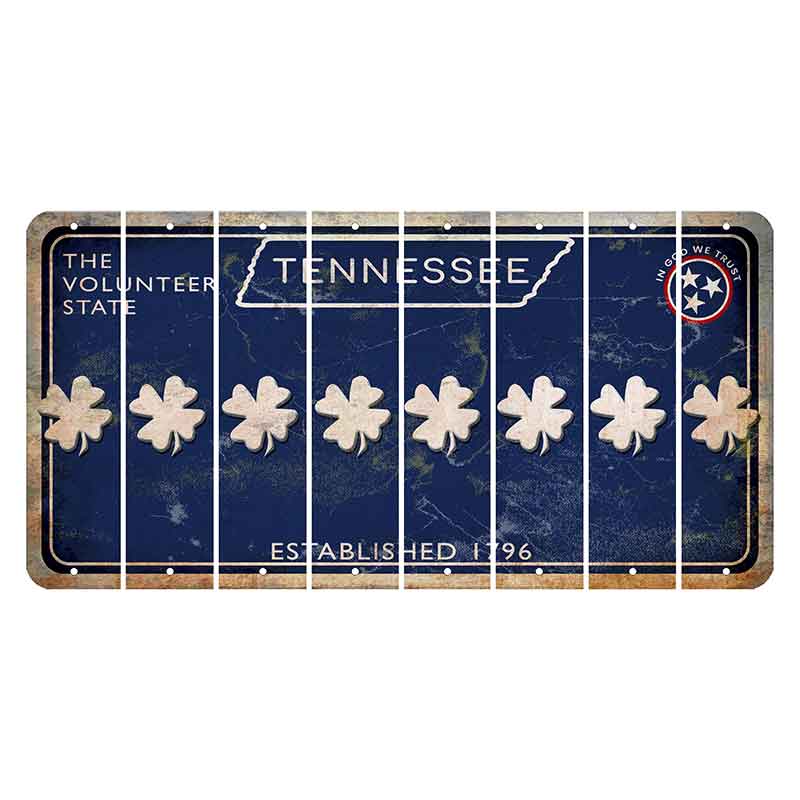 Tennessee Blue Cut License Plate Strips (Set of 8) Shamrock