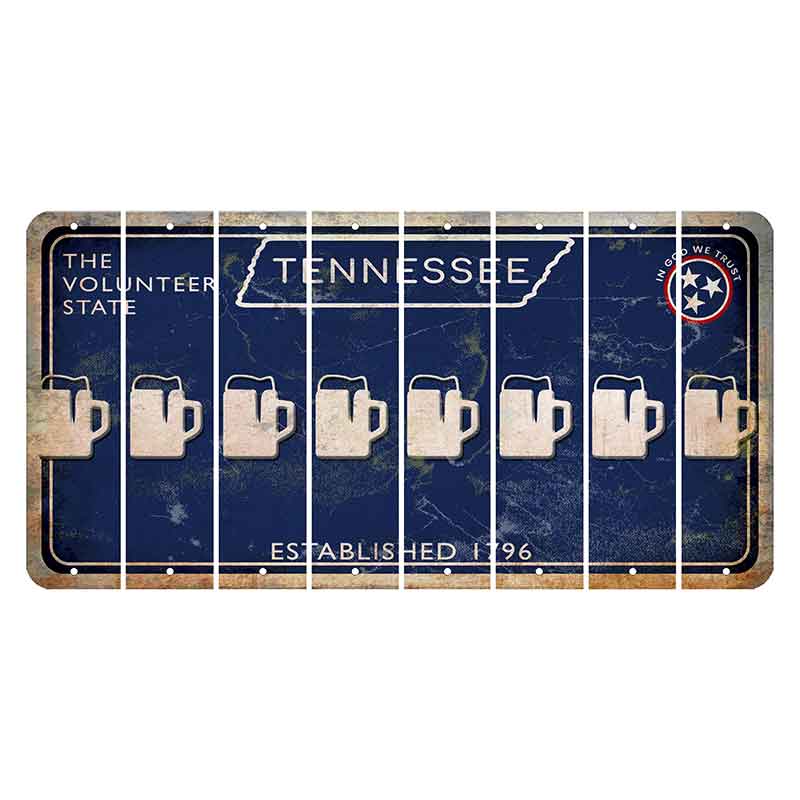 Tennessee Blue Cut License Plate Strips (Set of 8) Beer Mug