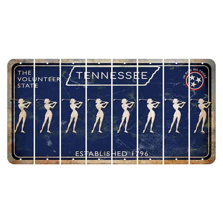 Tennessee Blue Cut License Plate Strips (Set of 8) Female Golfer