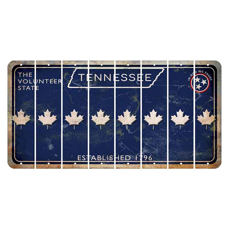 Tennessee Blue Cut License Plate Strips (Set of 8) Maple Leaf