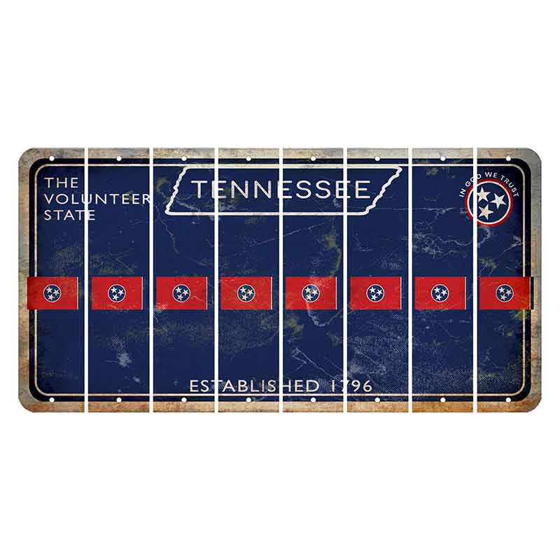 Tennessee Blue Cut License Plate Strips (Set of 8) State Flag