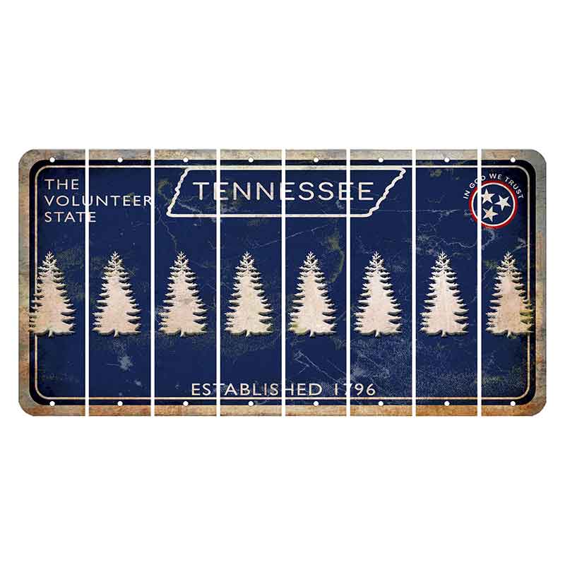 Tennessee Blue Cut License Plate Strips (Set of 8) Pine Tree