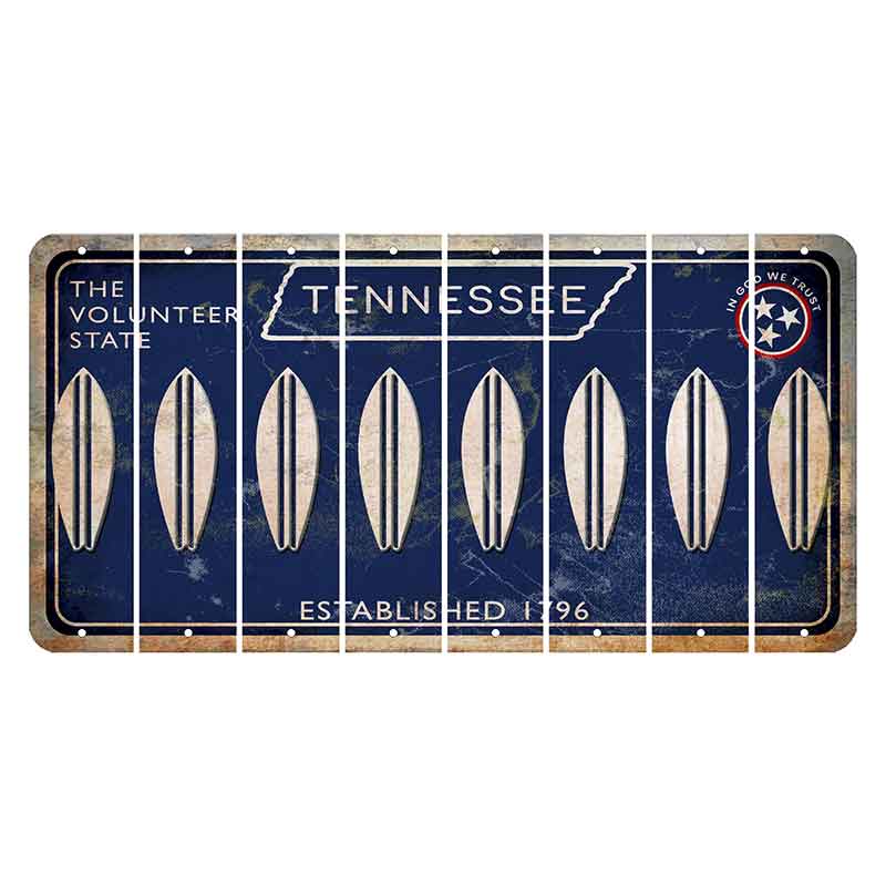 Tennessee Blue Cut License Plate Strips (Set of 8) Surfboard