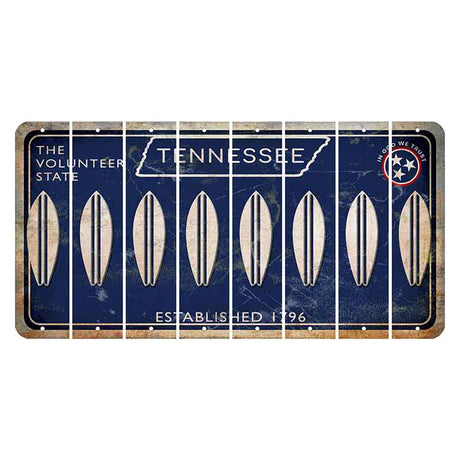 Tennessee Blue Cut License Plate Strips (Set of 8) Surfboard