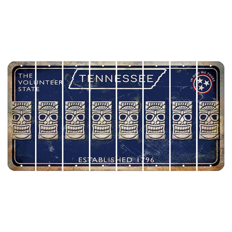 Tennessee Blue Cut License Plate Strips (Set of 8) Tiki