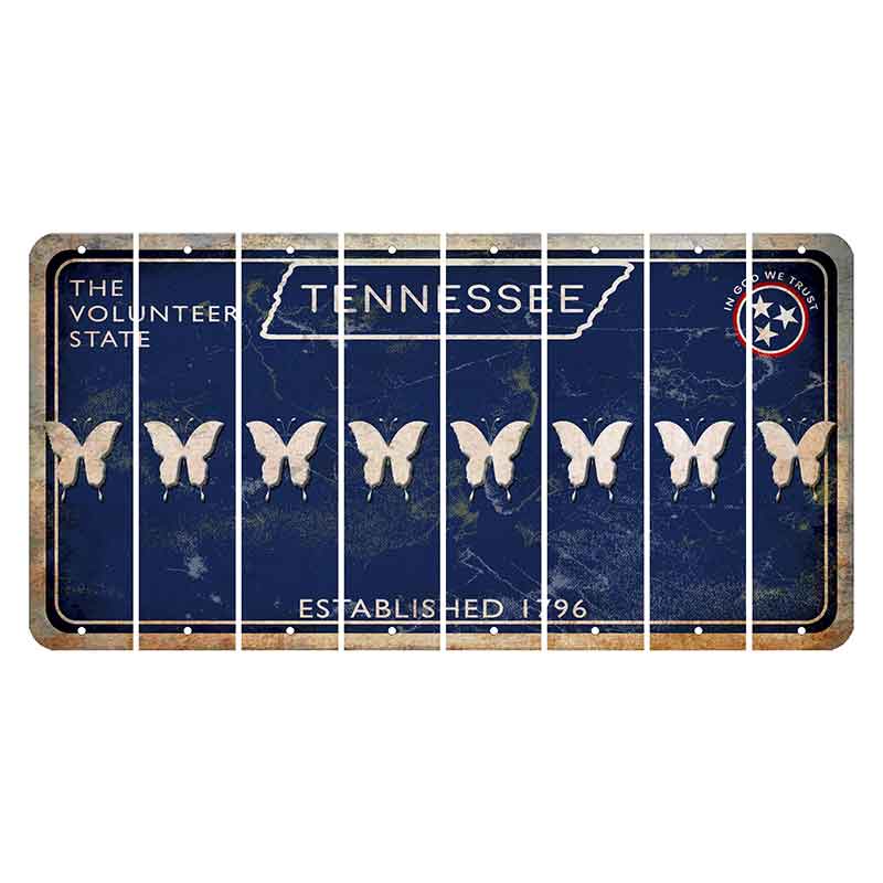 Tennessee Blue Cut License Plate Strips (Set of 8) Butterfly