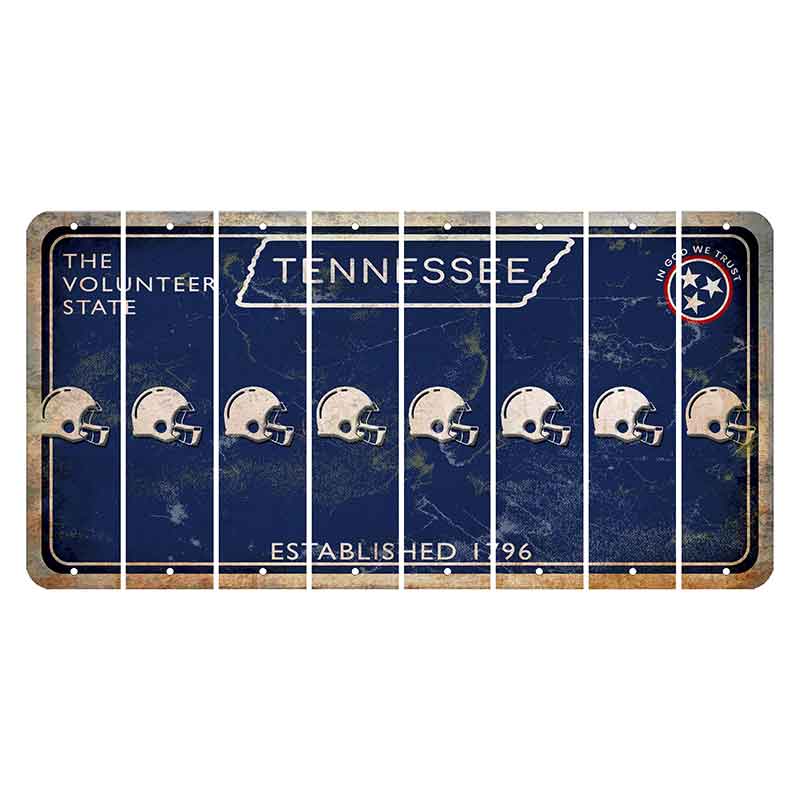 Tennessee Blue Cut License Plate Strips (Set of 8) Football Helmet