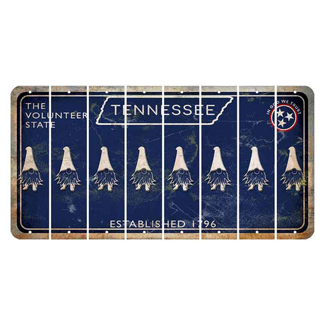 Tennessee Blue Cut License Plate Strips (Set of 8) Gnome