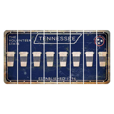 Tennessee Blue Cut License Plate Strips (Set of 8) Latte