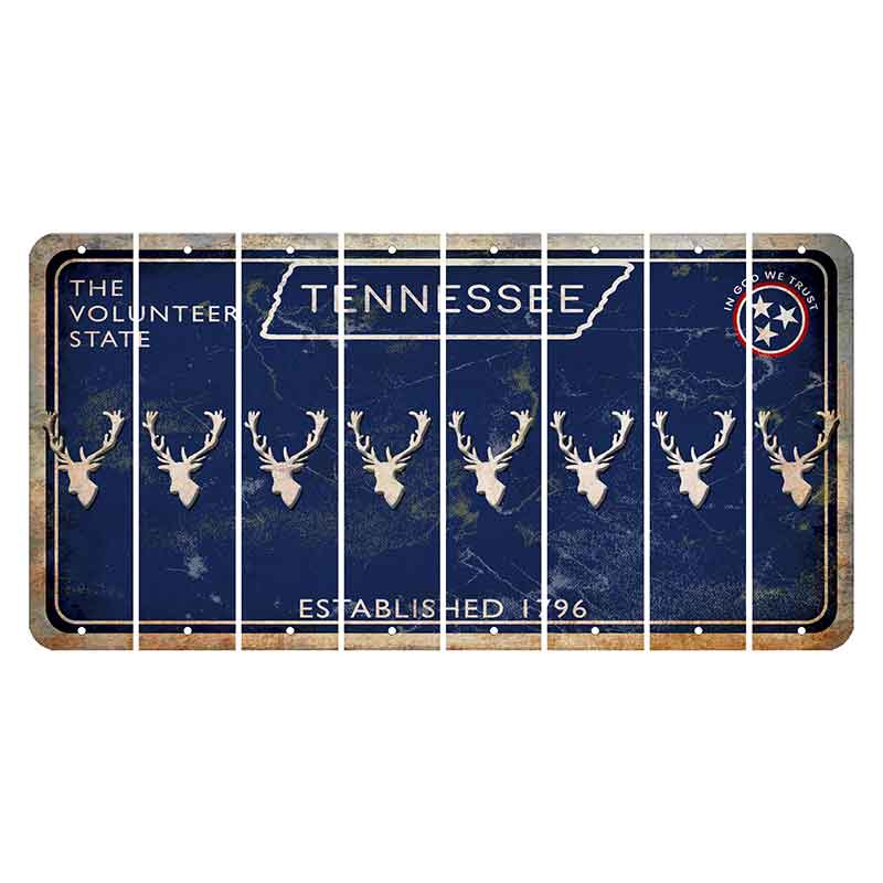 Tennessee Blue Cut License Plate Strips (Set of 8) Elk