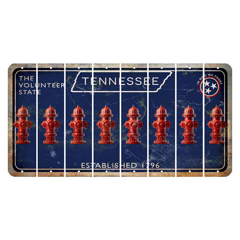 Tennessee Blue Cut License Plate Strips (Set of 8) Fire Hydrant