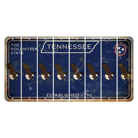 Tennessee Blue Cut License Plate Strips (Set of 8) Bald Eagle